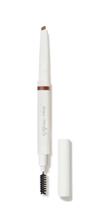 Na zdjęciu kredka do brwi PureBrow Shaping Pencil.  Kredka jest dwustronna, z jednej strony jest skośna końcówka w konkretnym kolorze, z drugiej wygodna spiralka do wyczesywania i stylizowania brwi.