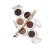 Jane Iredale brow styling powders: five round pots with white lids, opened to show brow powder shades from light beige through warm brown to deep dark brown.