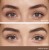 Before-and-after comparison after applying creamy brow powder. Before, brows are delicate and less defined; after, they look fuller, evenly filled and still natural.