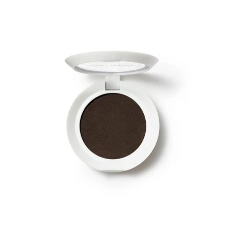 Open Jane Iredale PureBrow Brow Powder in Dark Brown, a deep intense shade without obvious warm or cool notes for dark hair and stronger eye framing.