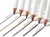Tips of Jane Iredale Eye Pencil eyeliners available in six classic shades, with each shade name shown next to the pencil.