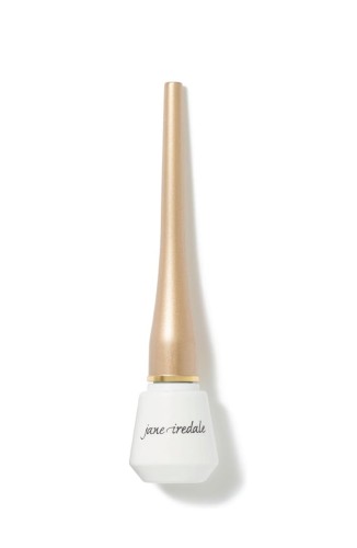 Jane Iredale liquid eyeliner in an elegant slim package with a matte white base and gold cap.