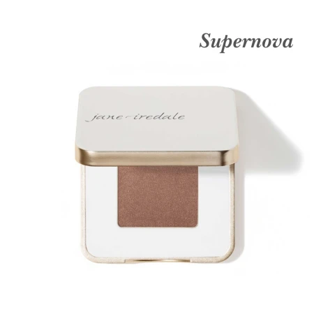 Jane Iredale PurePressed Eye Shadow Single in Supernova, a deep cool brown with a plum note and subtle satin finish for smokey eye looks.