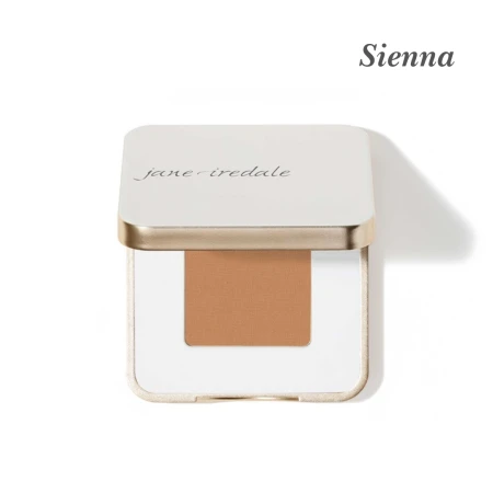 Jane Iredale PurePressed Eye Shadow Single in Sienna, a light matte terracotta with a touch of orange for warm fresh daytime makeup.