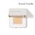 Jane Iredale eyeshadow in French Vanilla, shown in an elegant white compact with subtle gold trim. The shade is a light warm beige.